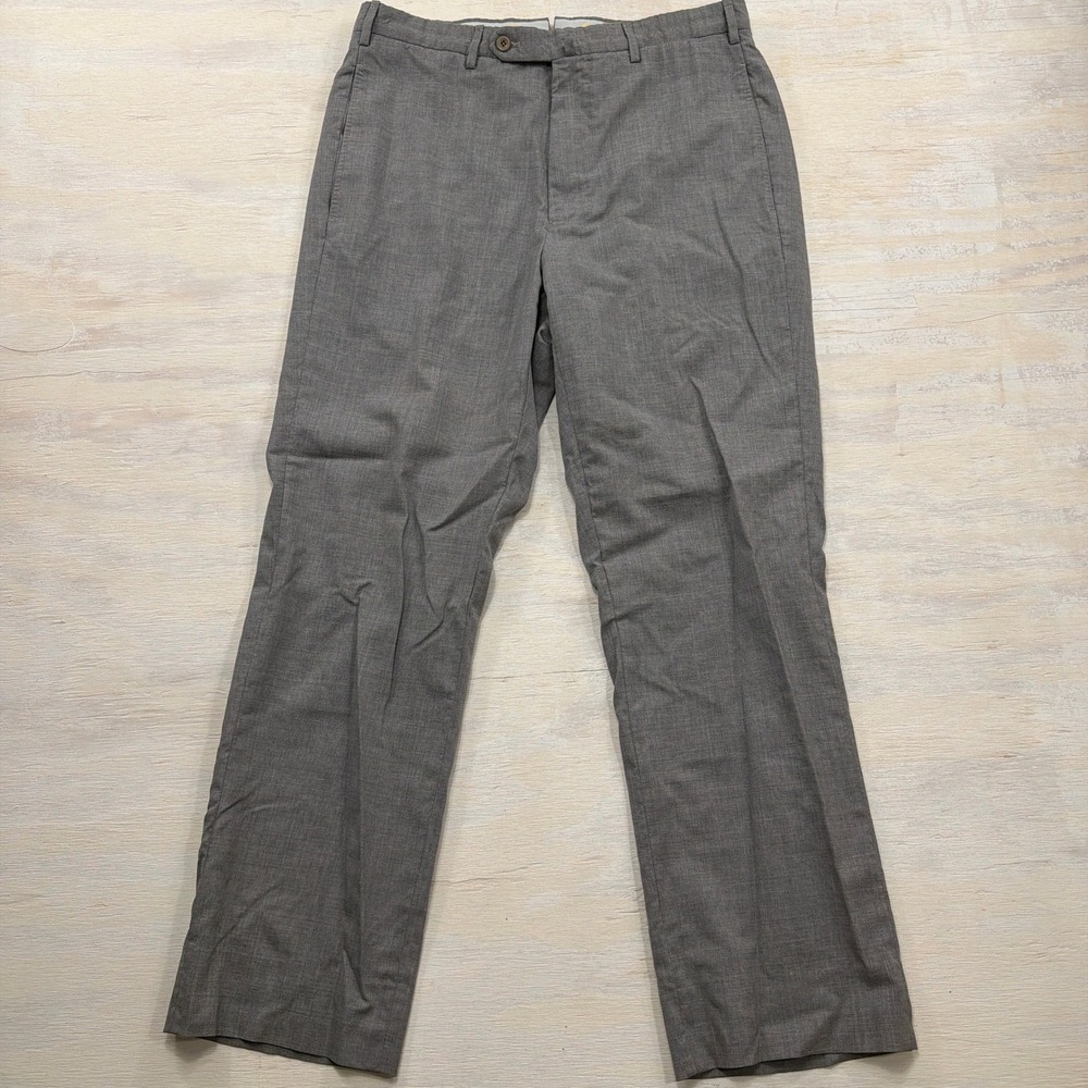 Incotex Dress Pants Super 100s Wool Flat Front Grey Made in Italy Mens 34